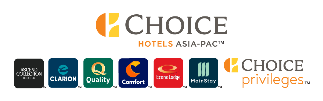 Choice Hotels Asia-Pac Logo and Brand Logos, Ascend Collection Hotels, Clarion, Quality, Comfort, Econo Lodge, MainStay Suites and Choice Privileges